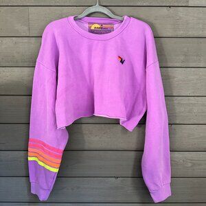 Aviator Nation Purple Cropped Sweatshirt